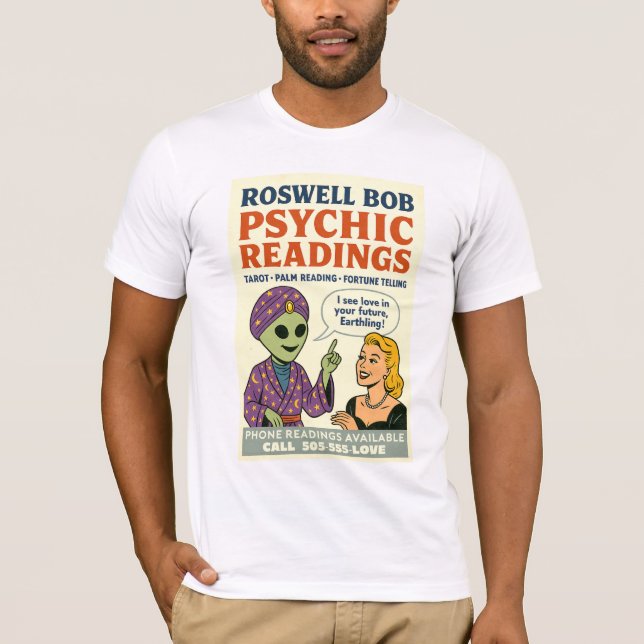 Camiseta Lecturas psíquicas de Roswell Aliens Retro (Anverso)