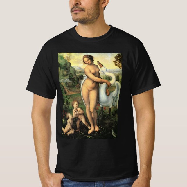 Camiseta Leda y el cisne de Leonardo da Vinci (Anverso)