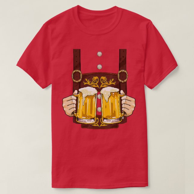 Camiseta Lederhosen Costume Oktoberfest Hombres Prost Beer  (Diseño del anverso)