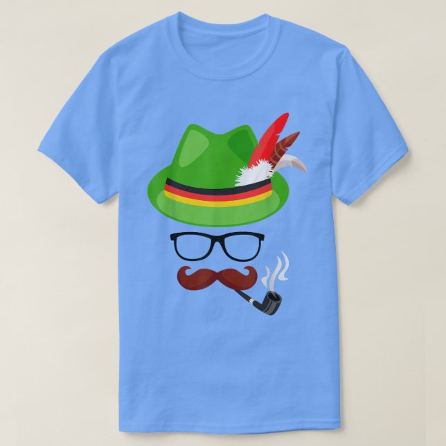 Camiseta Lederhosen Oktoberfest Face Alemán Glasses Hallowe (Diseño del anverso)