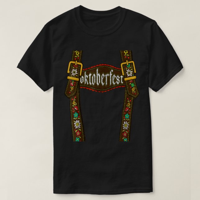 Camiseta Lederhosen Suspendedores Tee Oktoberfest Bavarian  (Diseño del anverso)