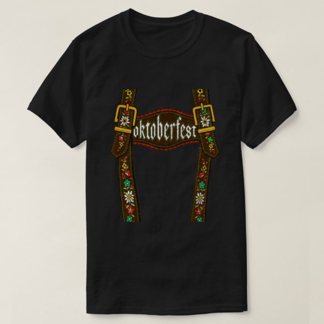 Camiseta Lederhosen Suspendedores Tee Oktoberfest Bavarian  (Diseño del anverso)