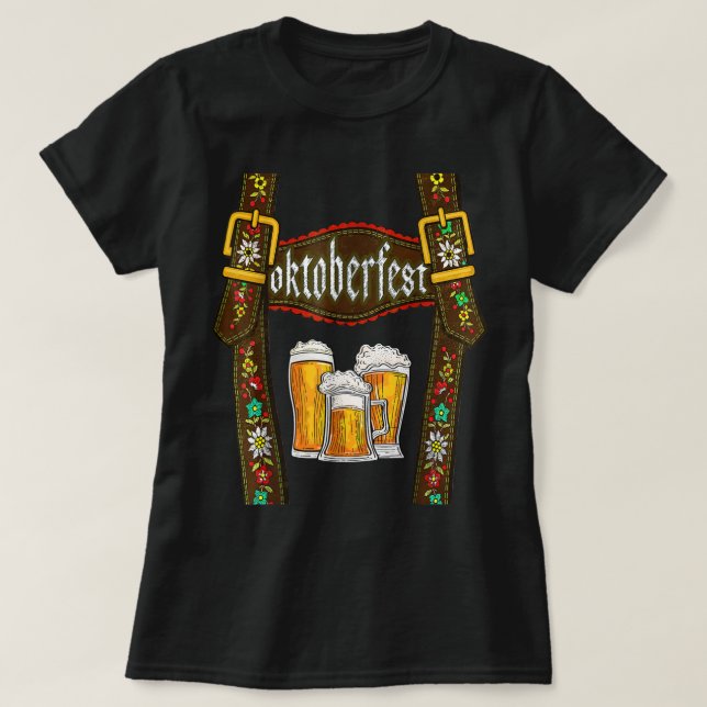 Camiseta Lederhosen Suspenders Oktoberfest Bavarian Munich (Diseño del anverso)