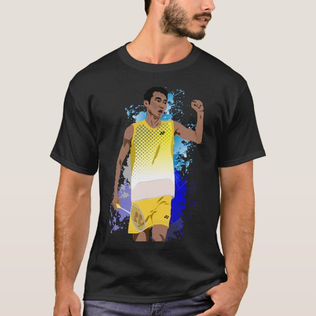 Camiseta Lee Chong Wei Dibujo animado Black - Bádminton (Anverso)