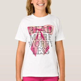 Camiseta Lee Más Preocupa Menos Coquette Lazo Rosa