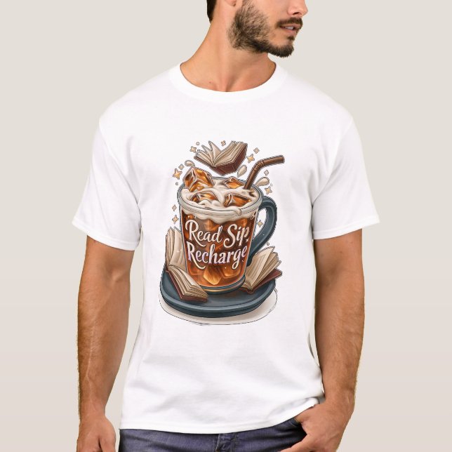 Camiseta Lee Recarga Café Helado Y Libros (Anverso)