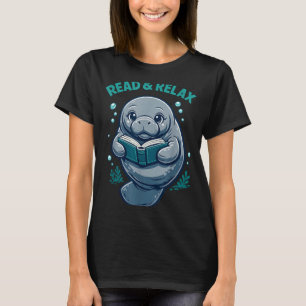 Camiseta Lee y relaja lector biblioteca de libros manatíes