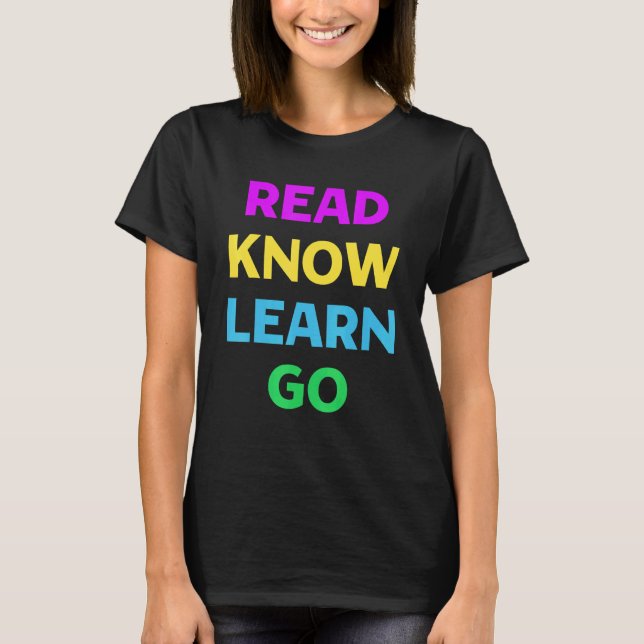 Camiseta Leer Conoce Aprender libros de texto de la escuela (Anverso)