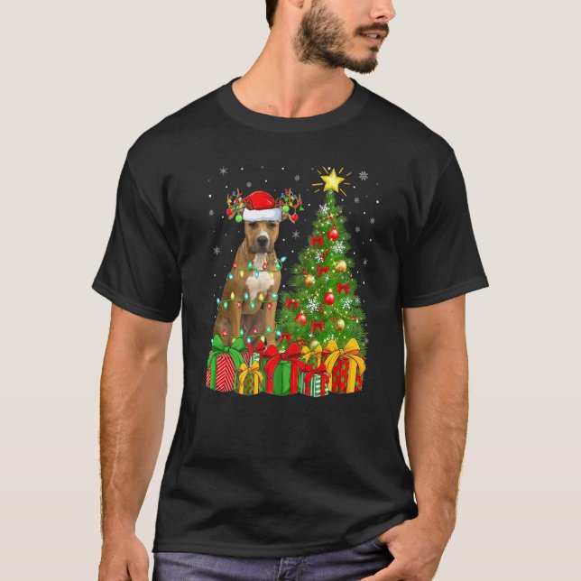 Camiseta Leer el árbol de navidad Staffordshire Bull Terrie (Anverso)