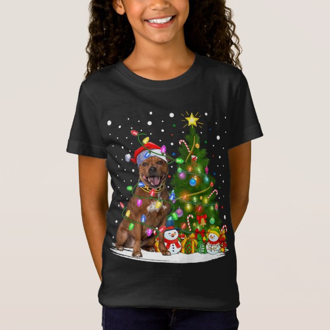 Camiseta Leer el árbol de navidad Staffordshire Bull Terrie (Anverso)