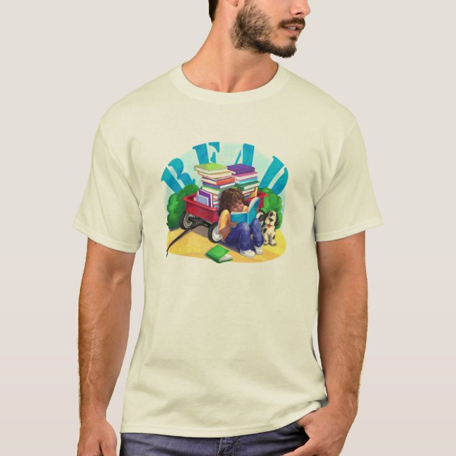 Camiseta Leer el arte del vagón de libros (Anverso)