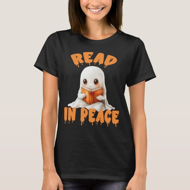 Camiseta Leer en paz, leer ghost lindo (Anverso)