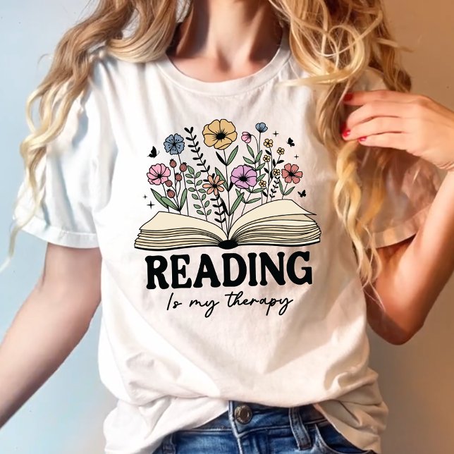 Camiseta Leer es mi libro de terapia floral (Subido por el creador)