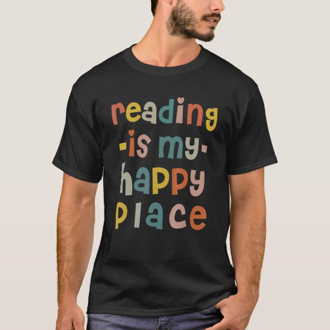 Camiseta Leer es mi libro Happy Place Nerd Reading Vinta (Anverso)