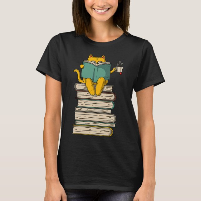 Camiseta Leer Gato - Libro Gracioso Y Duelo De Té Amante Co (Anverso)