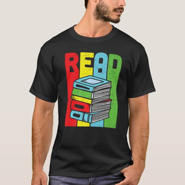 Camiseta Leer la lectura de libros coloridos (Anverso)