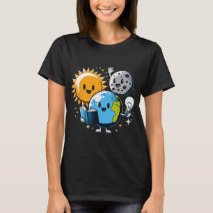 Camiseta Leer libro de lectura Luna Tierra Sol divertida Ec