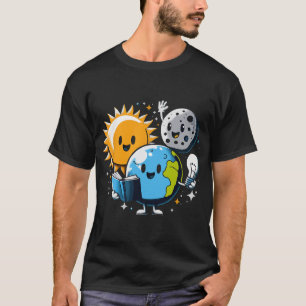 Camiseta Leer libro de lectura Luna Tierra Sol divertida Ec