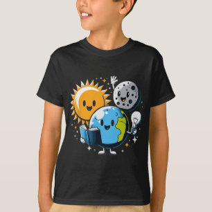 Camiseta Leer libro de lectura Luna Tierra Sol divertida Ec