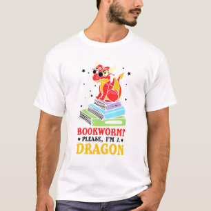 Camiseta Leer libro libra gusano dragón dice fantasía