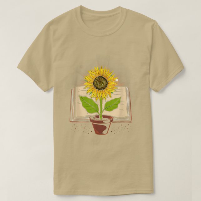 Camiseta Leer libro y girasol Lover Sunflower  (Diseño del anverso)
