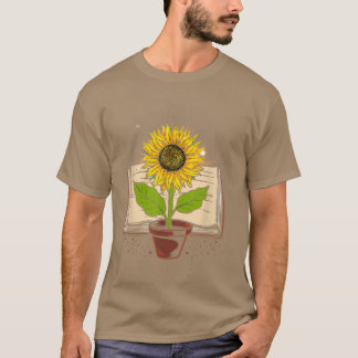 Camiseta Leer libro y girasol Lover Sunflower