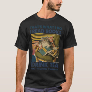 Camiseta Leer libros Beber té Gato Gusano de libro Gatito S