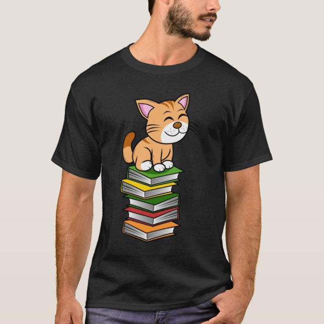 Camiseta Leer libros de gatos con un mosaico de libros (Anverso)