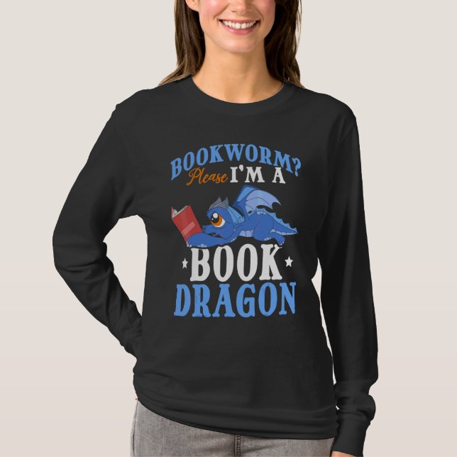 Camiseta Leer libros Fantasía Creatividad Cuta libro Dragon (Anverso)