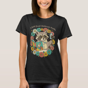 Camiseta Leer libros infantiles mapache lindo floral libres