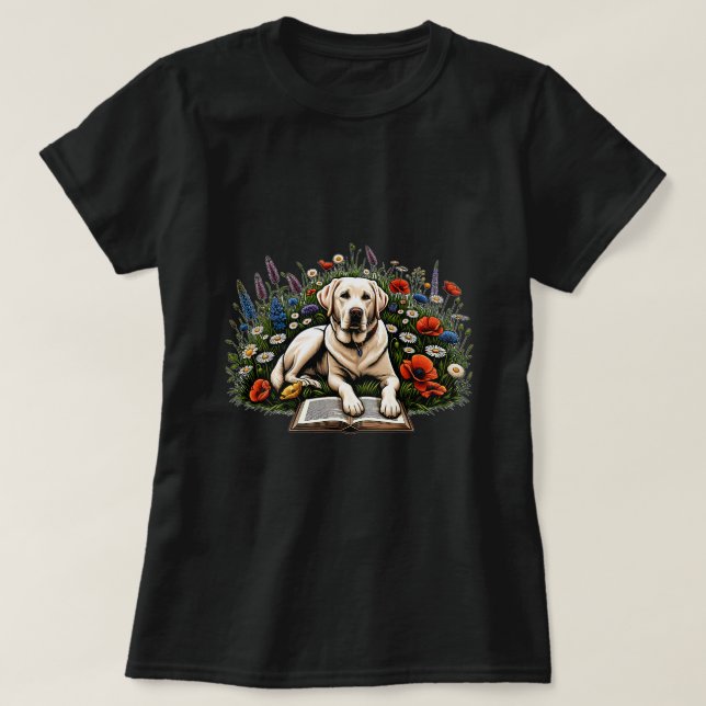 Camiseta Leer libros Labrador Recuperar Perro Cachorro Perr (Diseño del anverso)