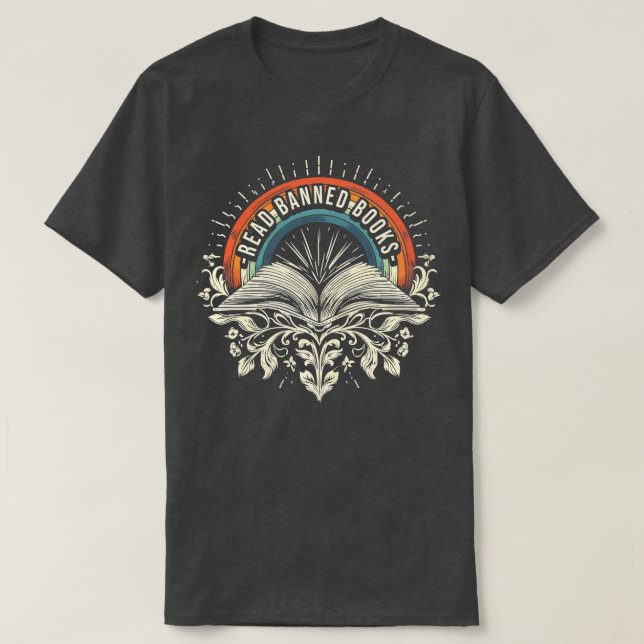 Camiseta Leer libros prohibidos leer arcoiris vintage (Diseño del anverso)