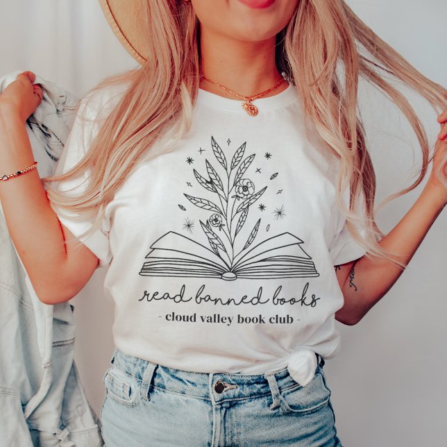 Camiseta Leer libros prohibidos que florecen en floral pers (Subido por el creador)