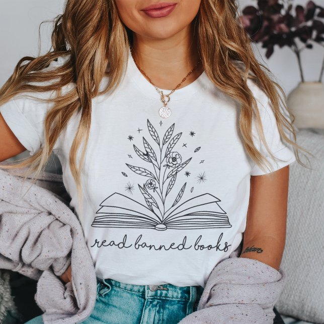 Camiseta Leer libros prohibidos que florecen libros florale (Subido por el creador)