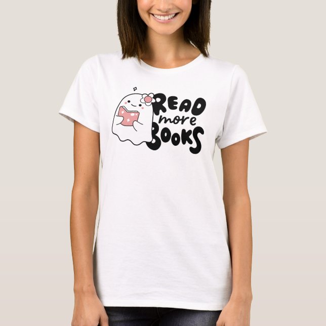 Camiseta Leer más libros Cuse Fantasma Leer libros Hallowee (Anverso)