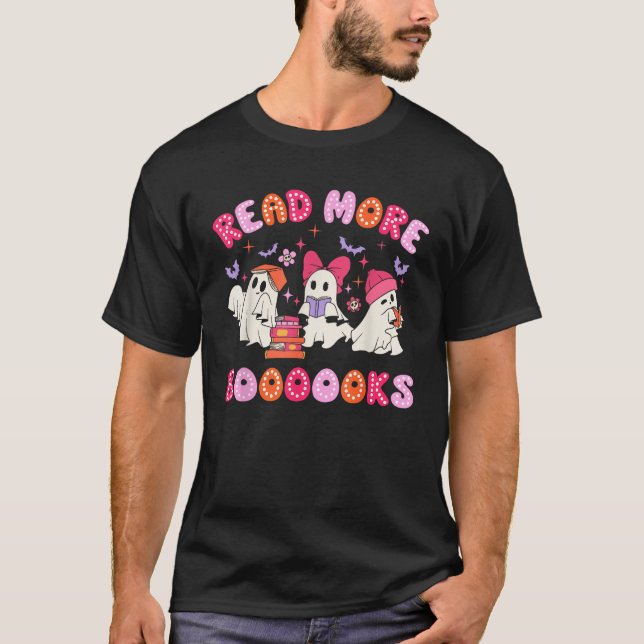 Camiseta Leer más libros Cute a Ghost Leer libros Maestra H (Anverso)
