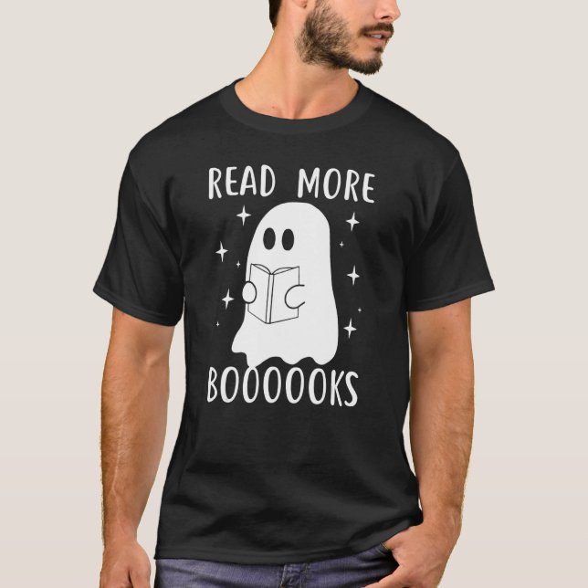 Camiseta Leer más libros Cute Boo Fantasma Leer libros (Anverso)