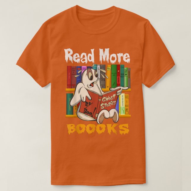 Camiseta Leer más libros Cute Ghost Leer más libros Hallowe (Diseño del anverso)