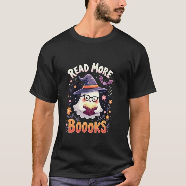 Camiseta Leer más libros Cute libro fantasma Funny Teachal (Anverso)