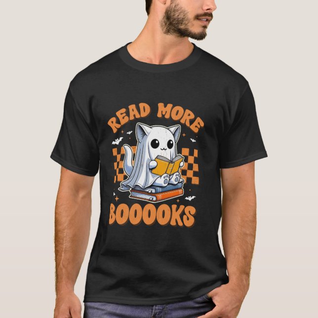 Camiseta Leer más libros Fantasma de gatos de Groovy Hallow (Anverso)