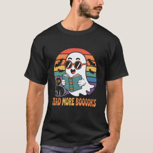 Camiseta Leer Más Libros Fantasma Lindo Leyendo Libro Maest