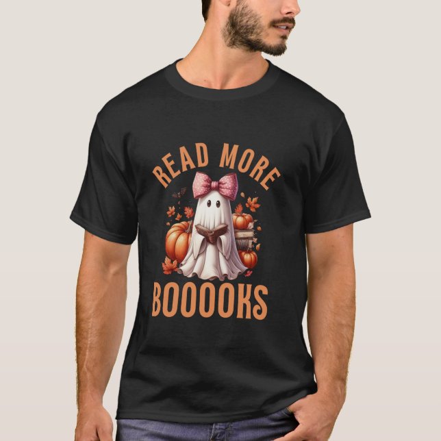 Camiseta Leer más libros Ghost Coquette Bow Funny Library (Anverso)