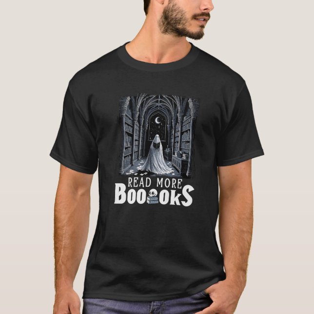 Camiseta Leer más libros Ghost Reading Book Gothic Hallow (Anverso)