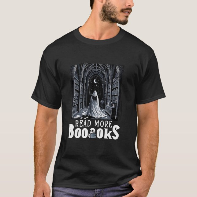 Camiseta Leer más libros Ghost Reading Book Gothic Hallow (Anverso)