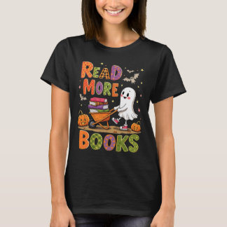 Camiseta Leer más libros Lector de Halloween Cute Fantasma