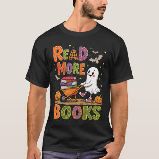 Camiseta Leer más libros Lector de Halloween Cute Fantasma