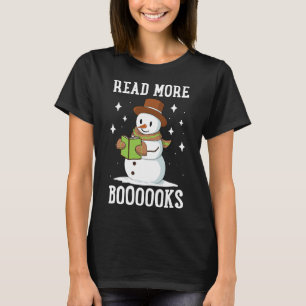 Camiseta Leer más libros Navidades Biblioteca Snowman Readi