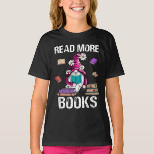 Camiseta Leer más libros sobre la lectura de té en la escue