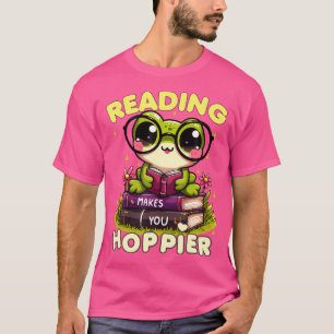 Camiseta Leer te hace más feliz leyendo rana del mes