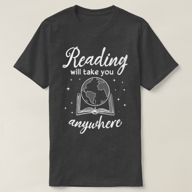 Camiseta Leer Te Llevará A Cualquier Lugar Adventure Book L (Diseño del anverso)